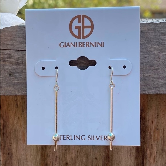 NWT GIANI BERNINI STERLING SILVER POLISHED BALL & STICK EARRINGS - Picture 3 of 6